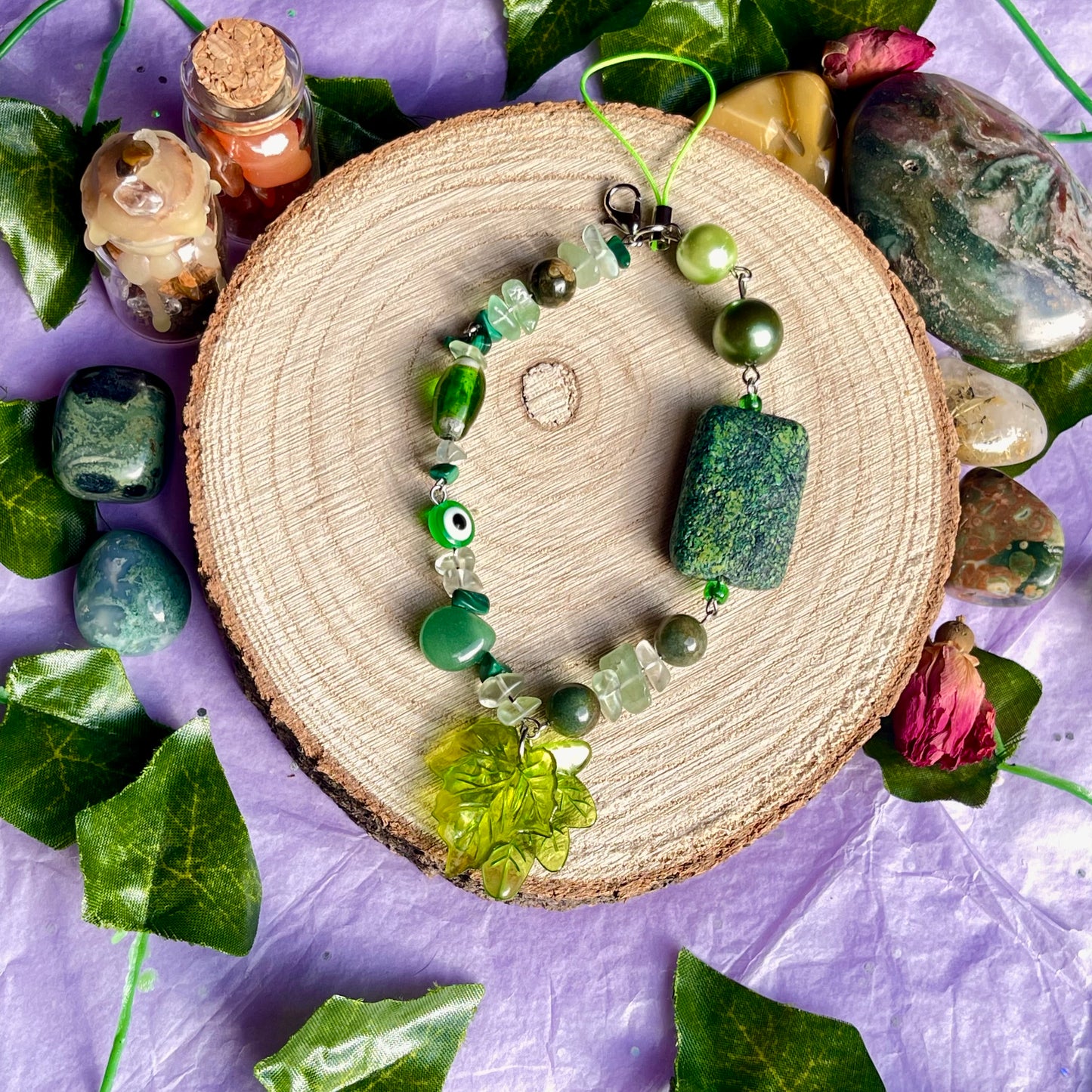 green phone charm