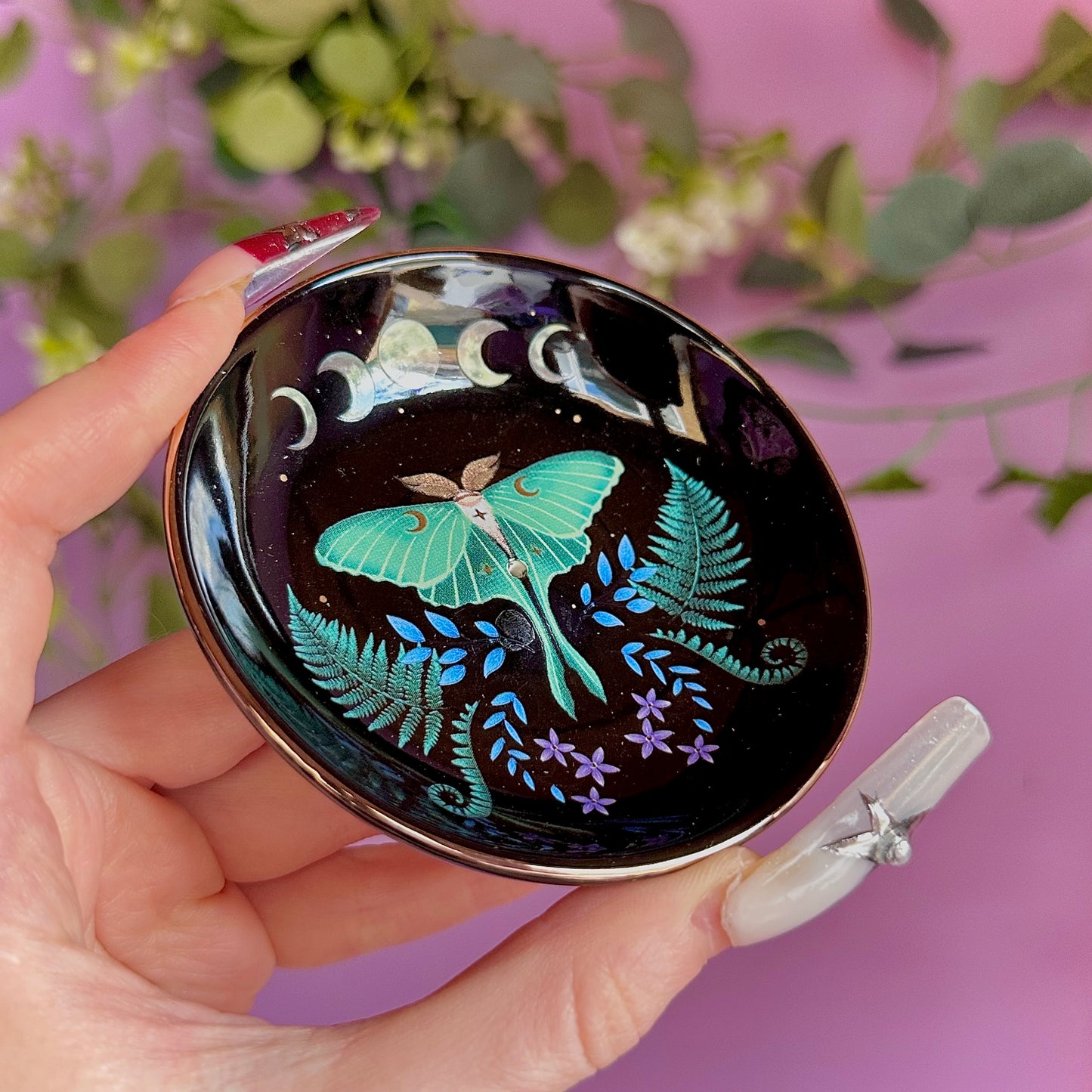 luna moth ceramic incense holder
