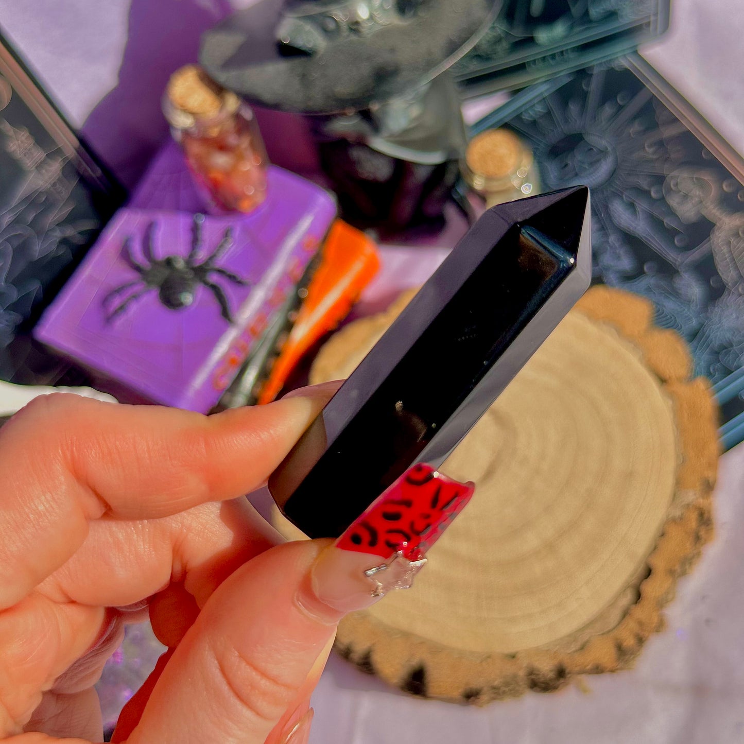 black obsidian point