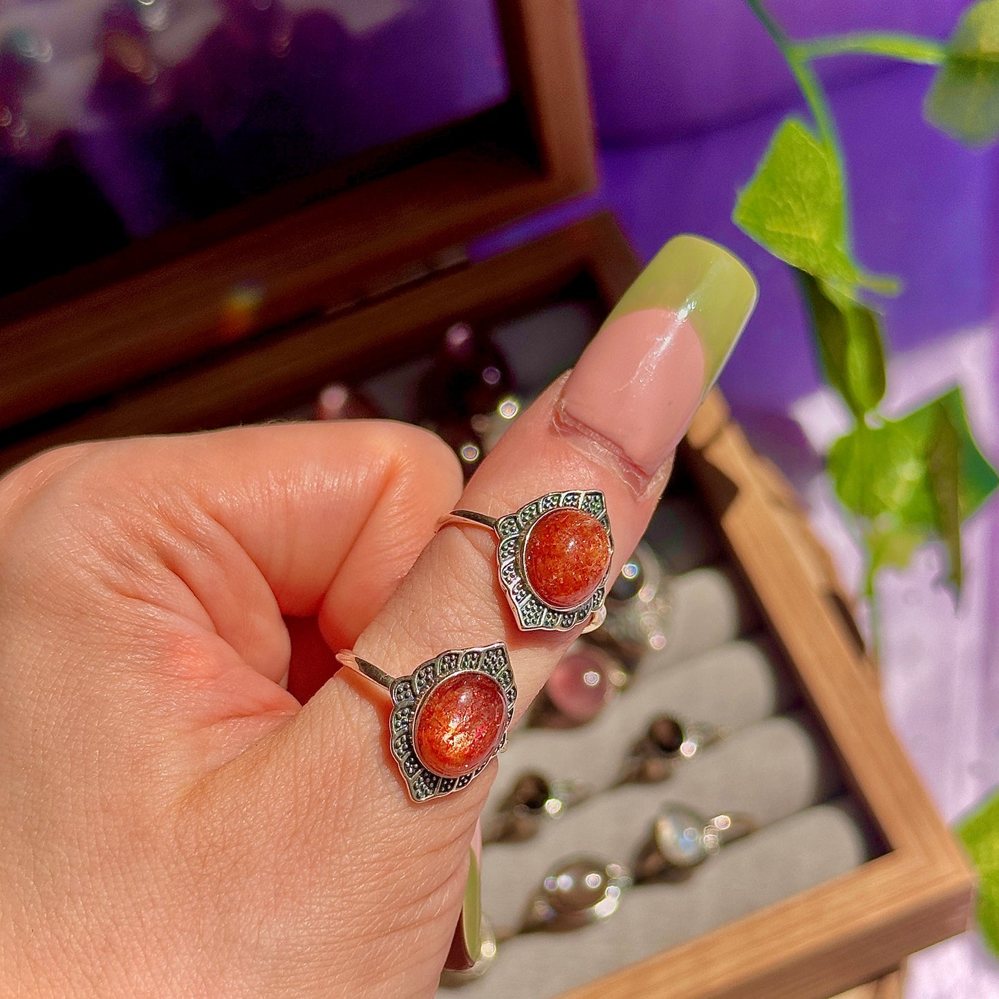 sunstone 925 sterling silver adjustable ring