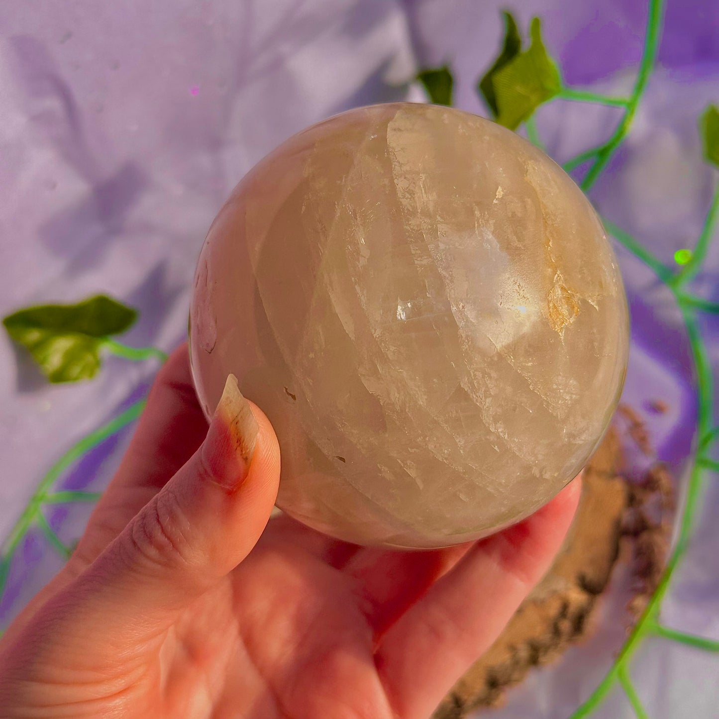 sphère de quartz rose bleu ~ 626g