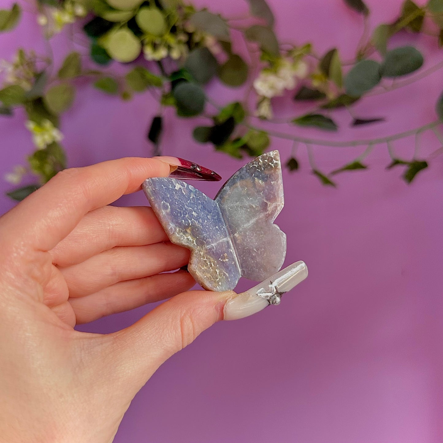 grape agate butterfly carving ~ intuitively chosen