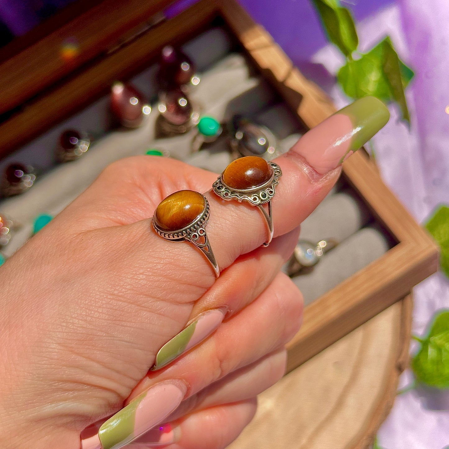 golden tigers eye 925 sterling silver adjustable ring