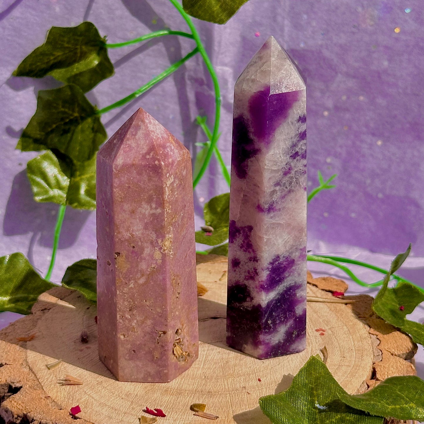 purple towers ~ lepidolite & phosphosiderite ~ choose your own