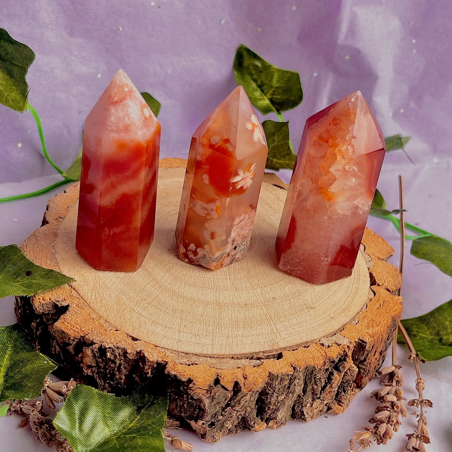 carnelian & flower agate towers ~ choose your own
