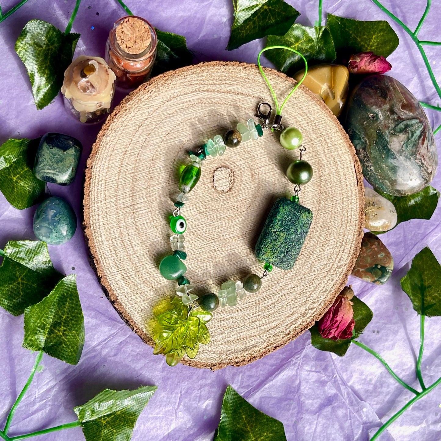 green phone charm