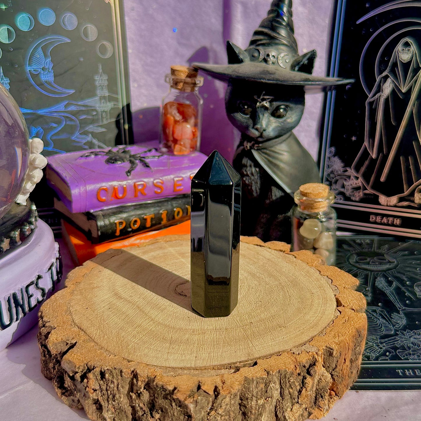 black obsidian point