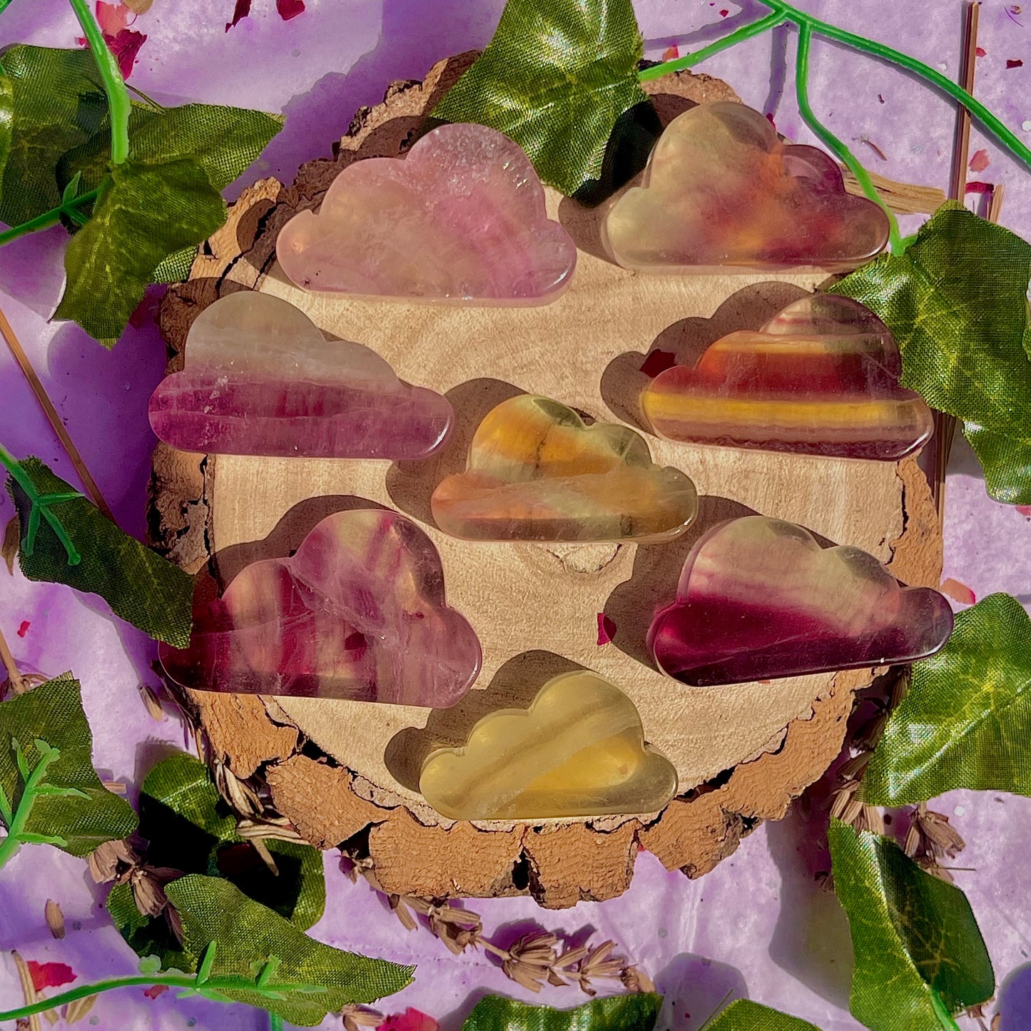 candy rainbow fluorite cloud carvings ~ intuitively chosen