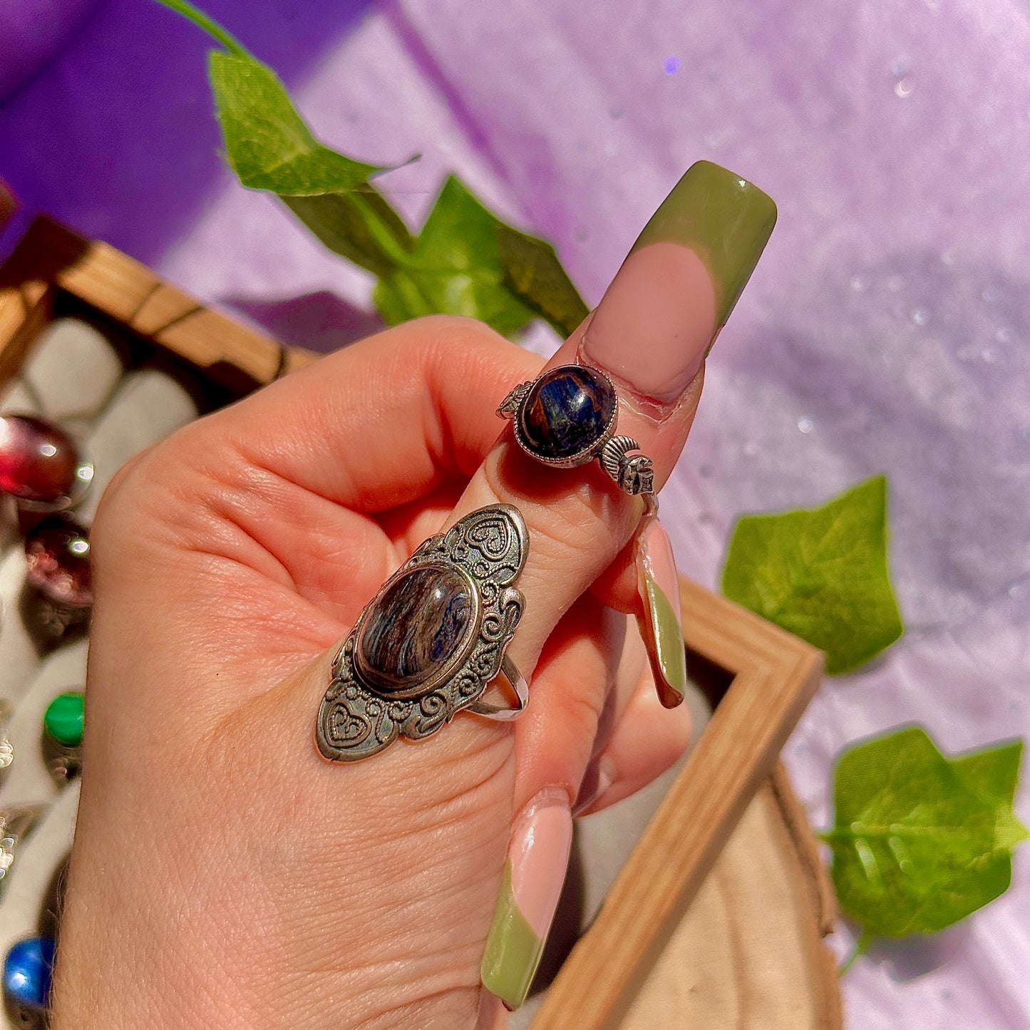 pietersite 925 sterling silver adjustable ring