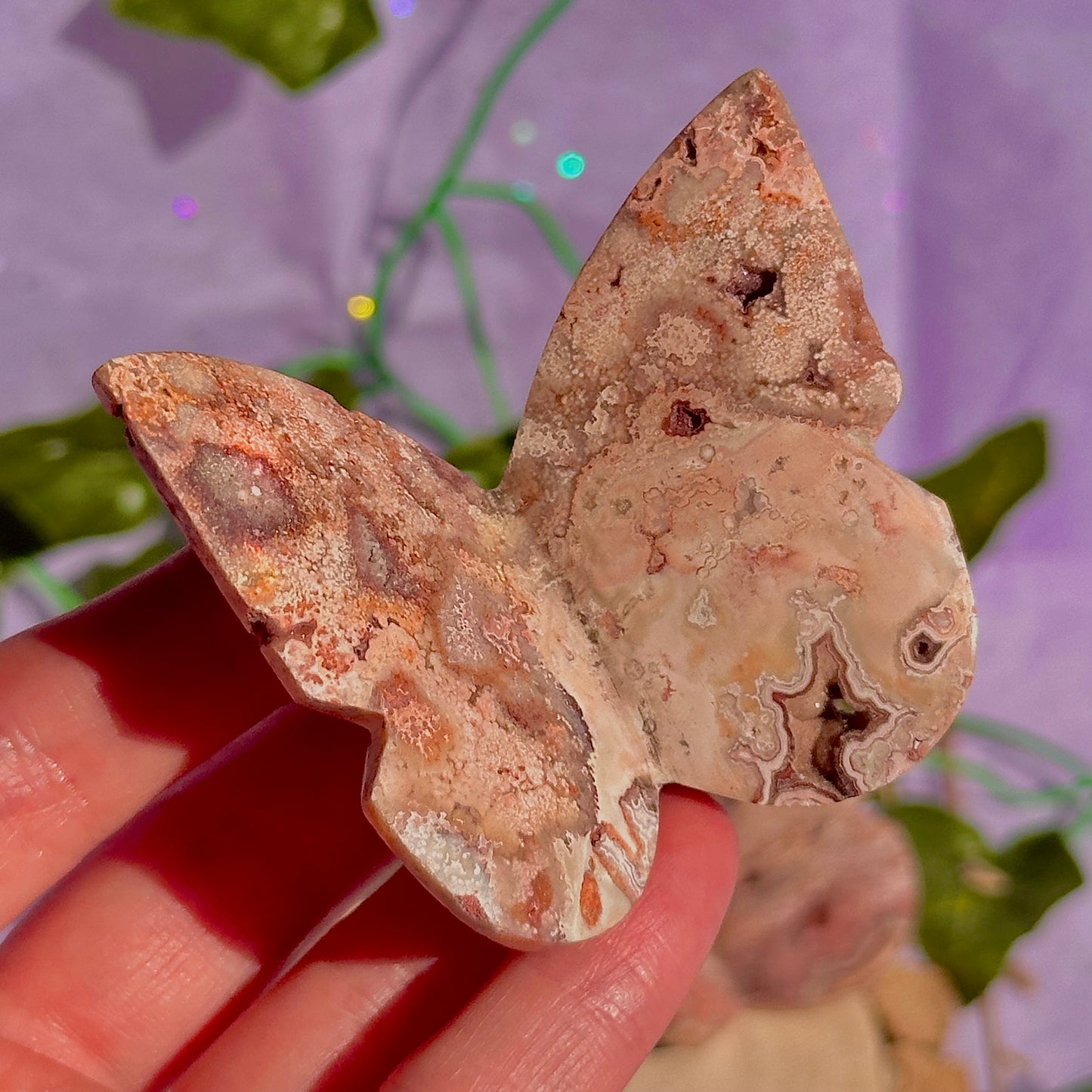 indonesian rare pink lace agate butterflies, self standing ~ choose your own