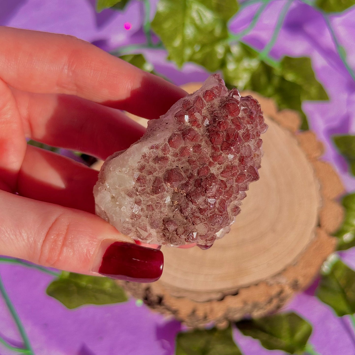 red hematoid quartz cluster