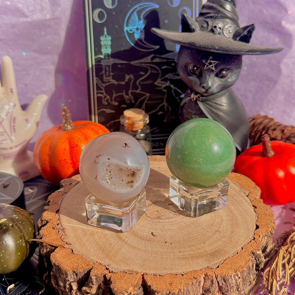 aventurine & druzy agate small spheres ~ choose your own
