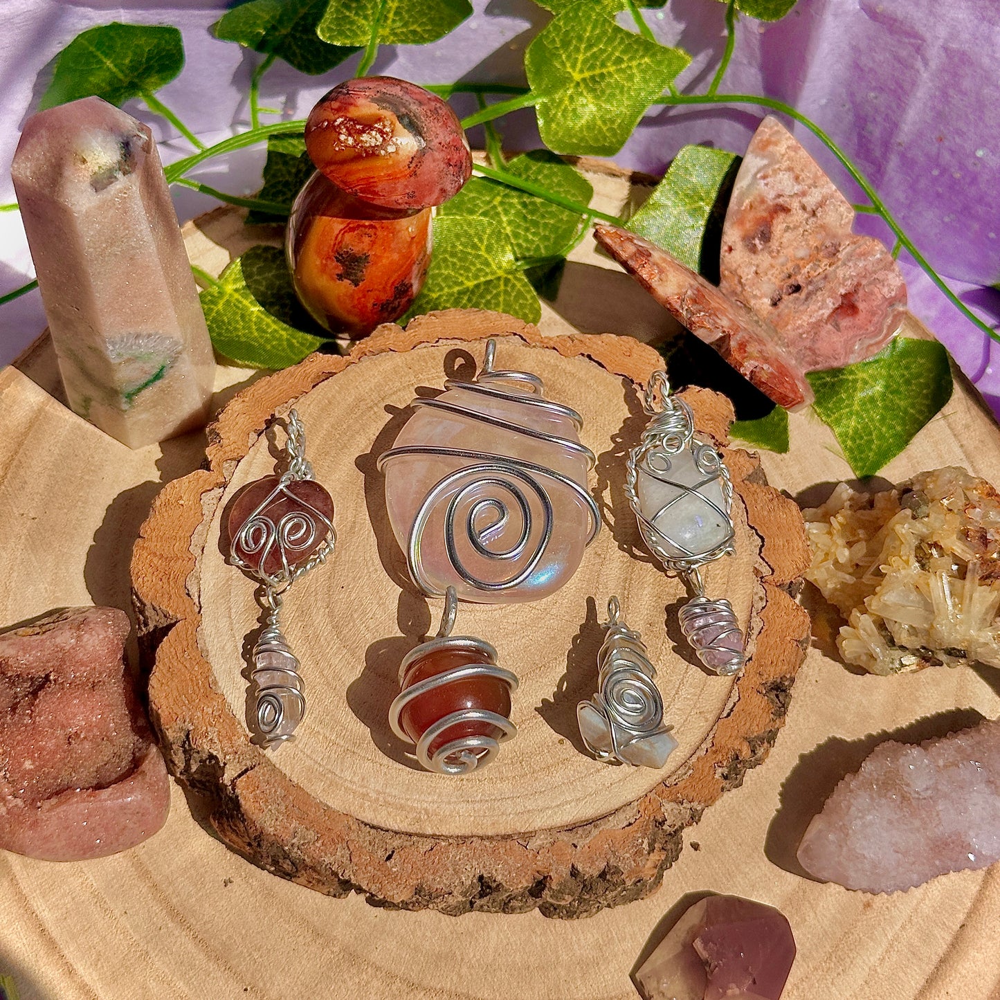 fairy spiral wire wrapped pendants ~ aluminium craft wire