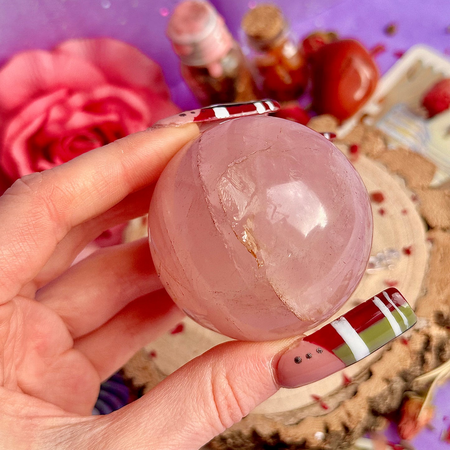 starlight asterism rose quartz sphere A