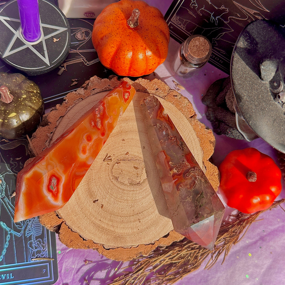 carnelian x moss agate generator wands ~ choose your own