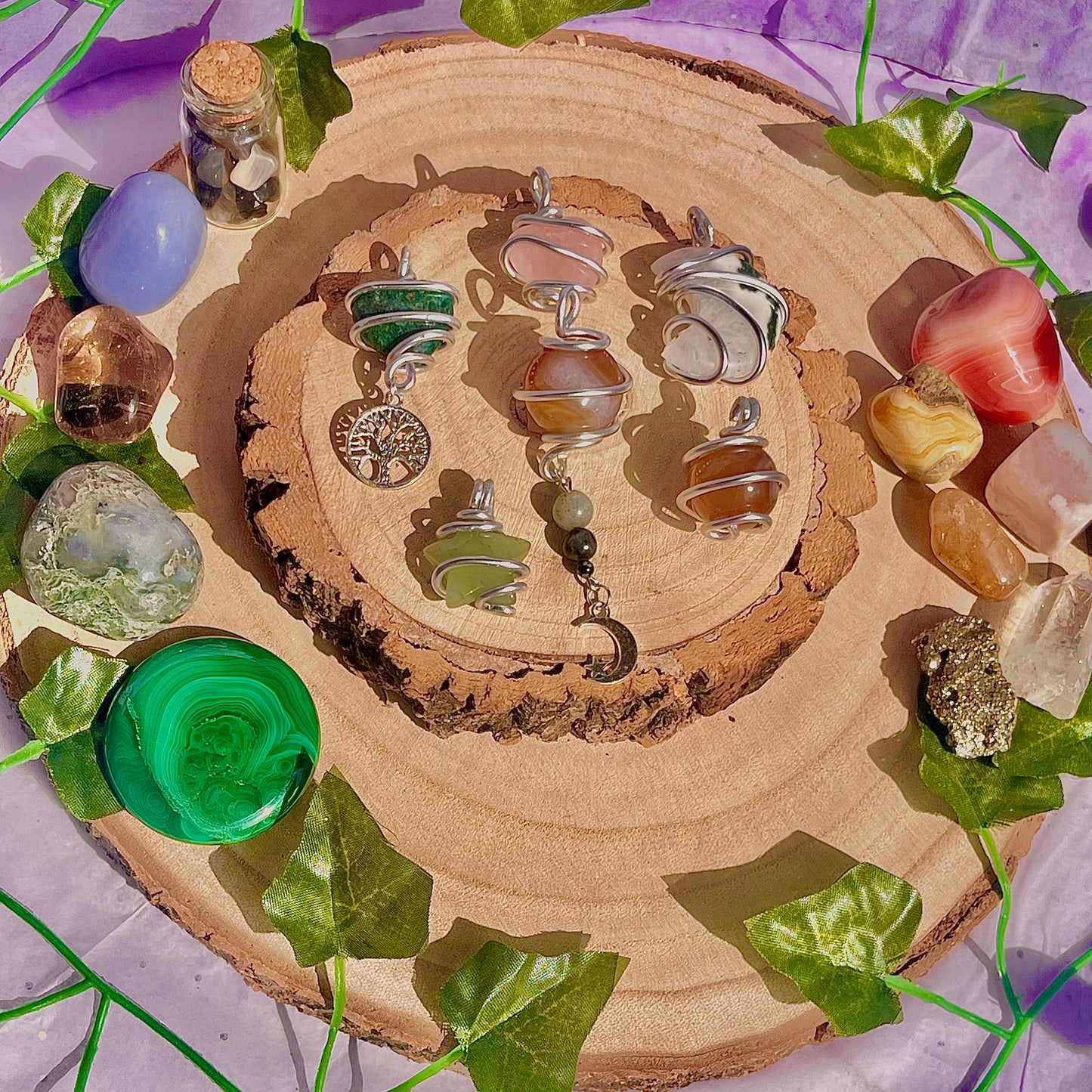 wire wrapped pendants (aluminium wire)
