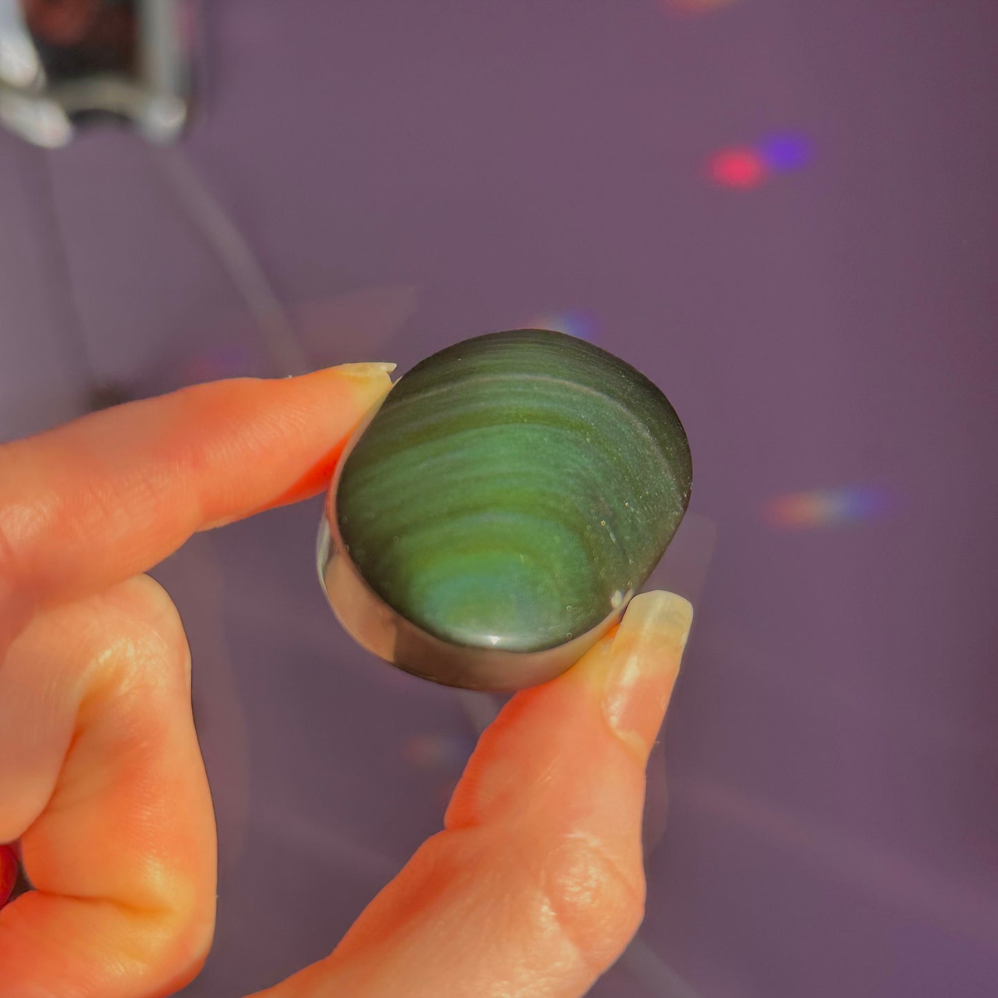 rainbow obsidian palm stone ~ intuitively chosen