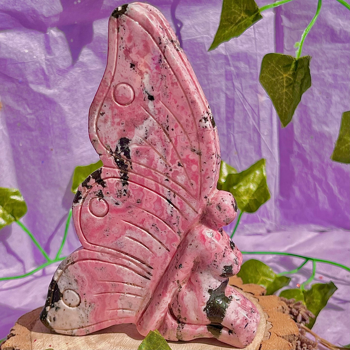 rhodonite fairy carving