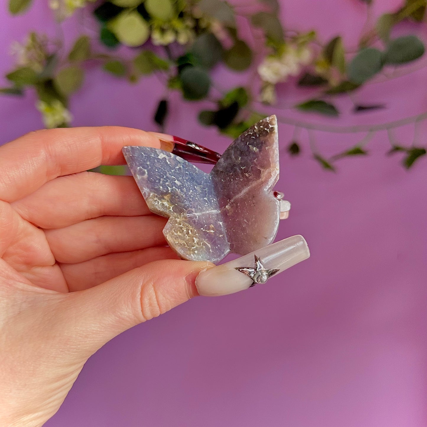 grape agate butterfly carving ~ intuitively chosen