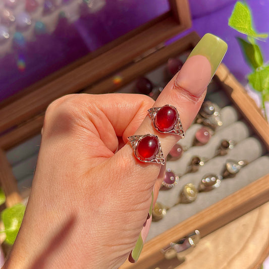 garnet 925 sterling silver adjustable ring ~ style a