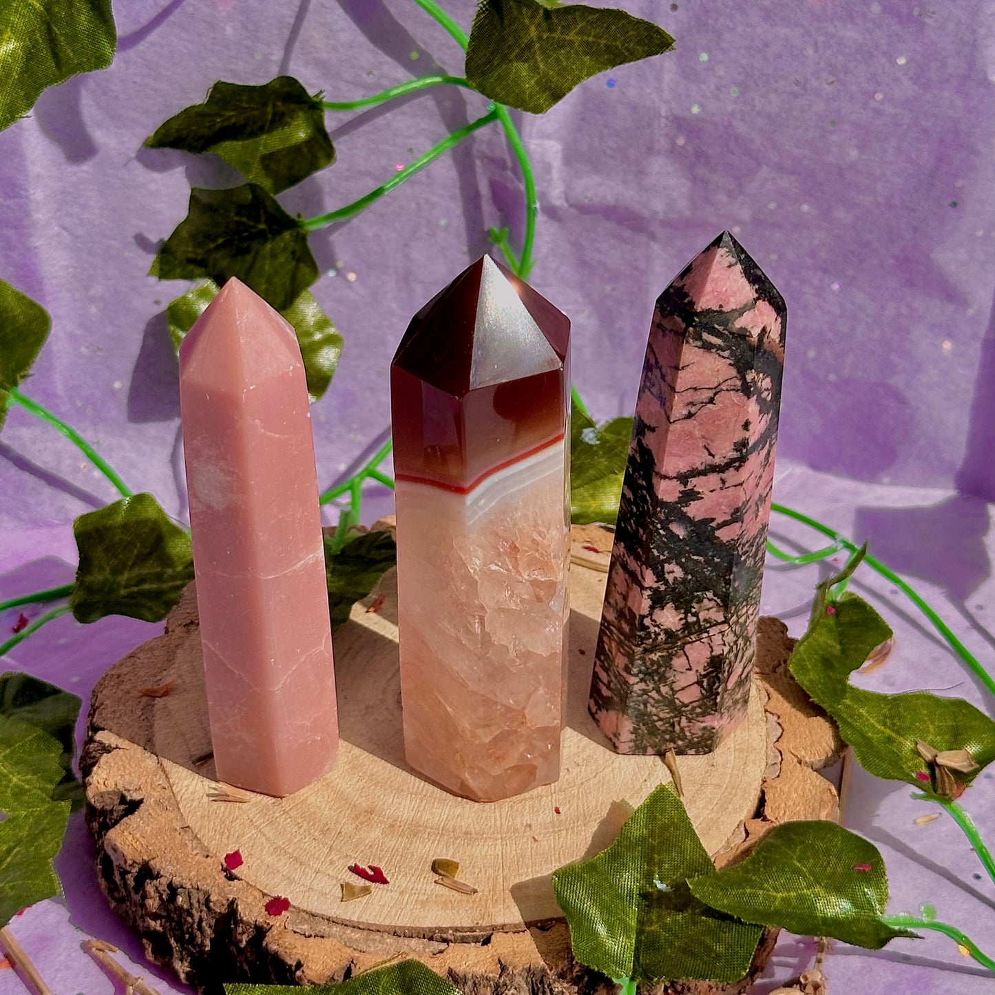 pink/red towers ~ pink opal, rhodonite & carnelian ~ choose your own