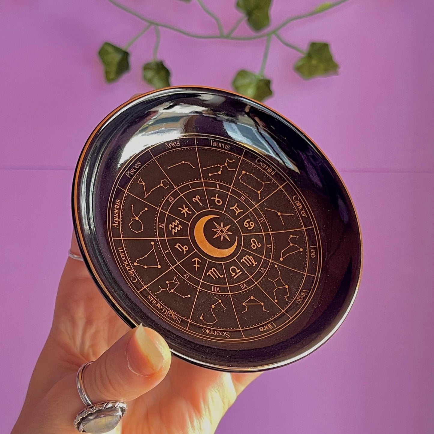 astrology wheel trinket dish