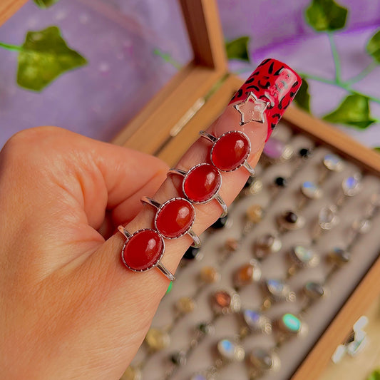 carnelian style A ~ 925 sterling silver & adjustable rings / intuitively chosen