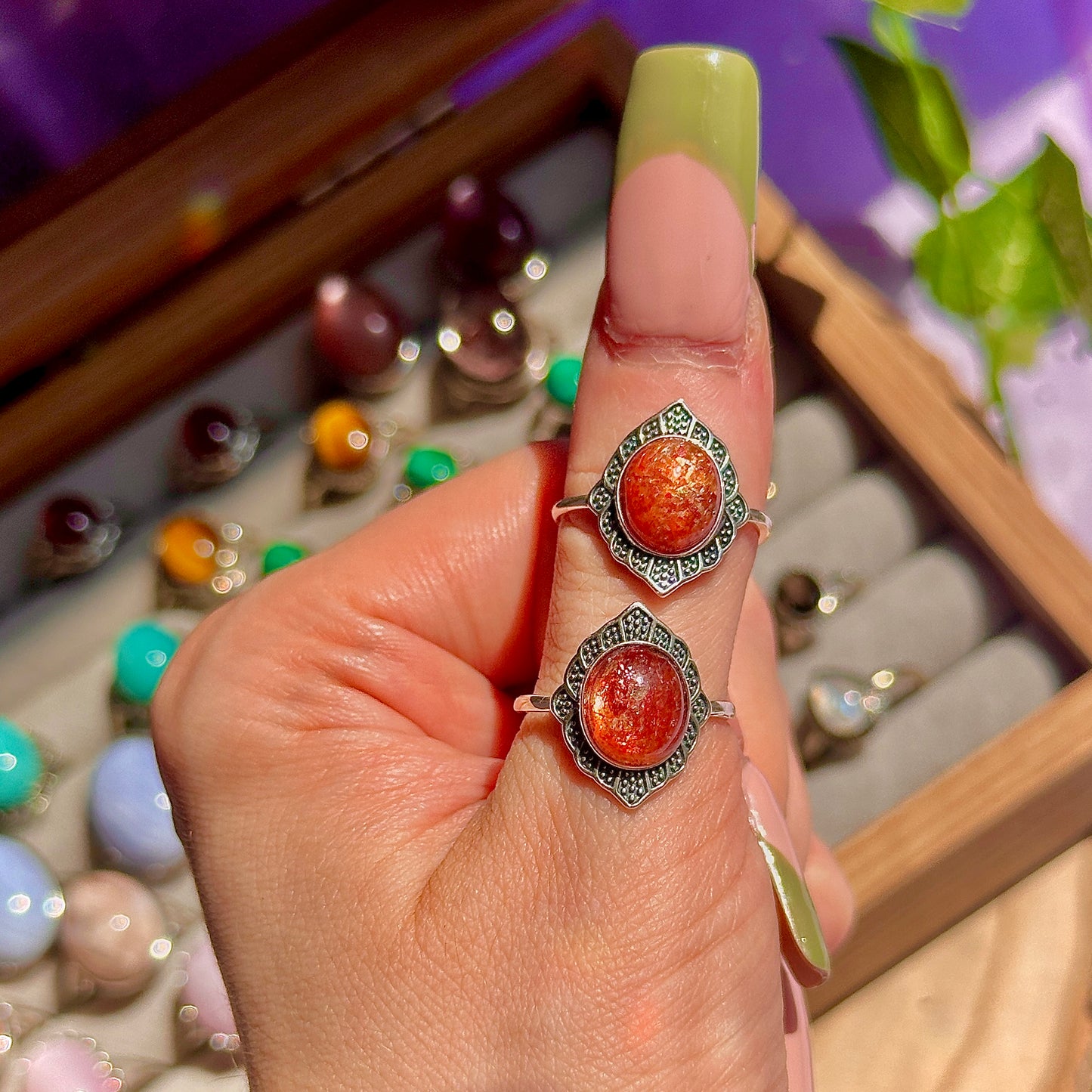 sunstone 925 sterling silver adjustable ring