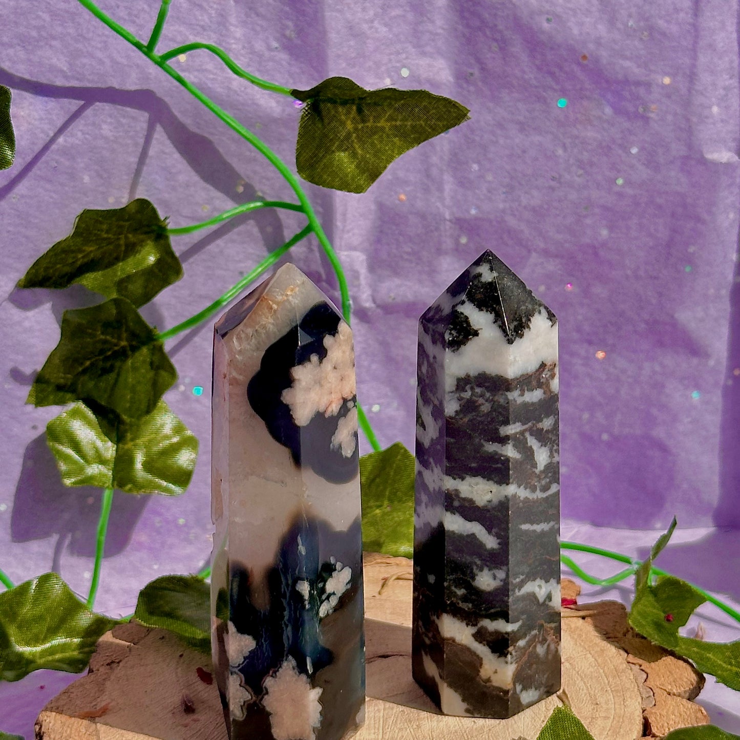 black towers ~ zebra jasper & black flower agate ~ choose your own