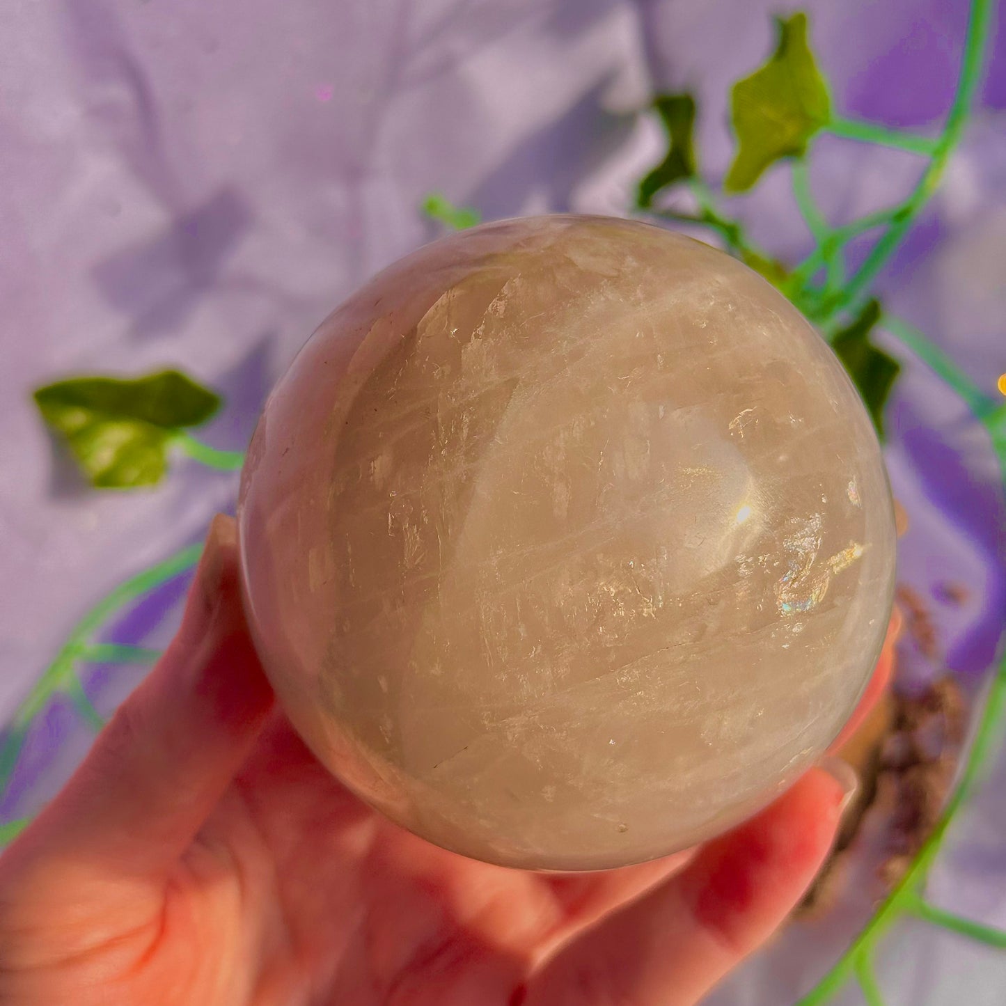 sphère de quartz rose bleu ~ 626g