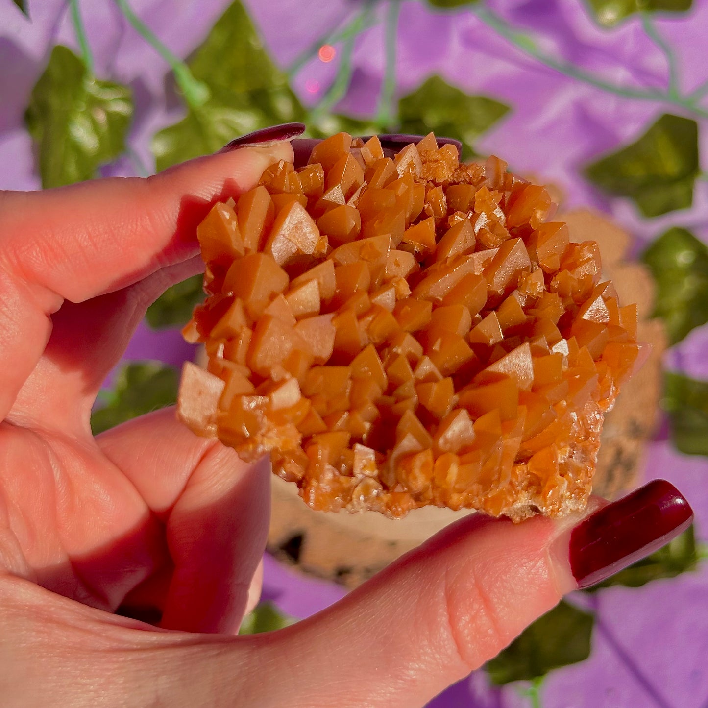 orange calcite cluster specimen C