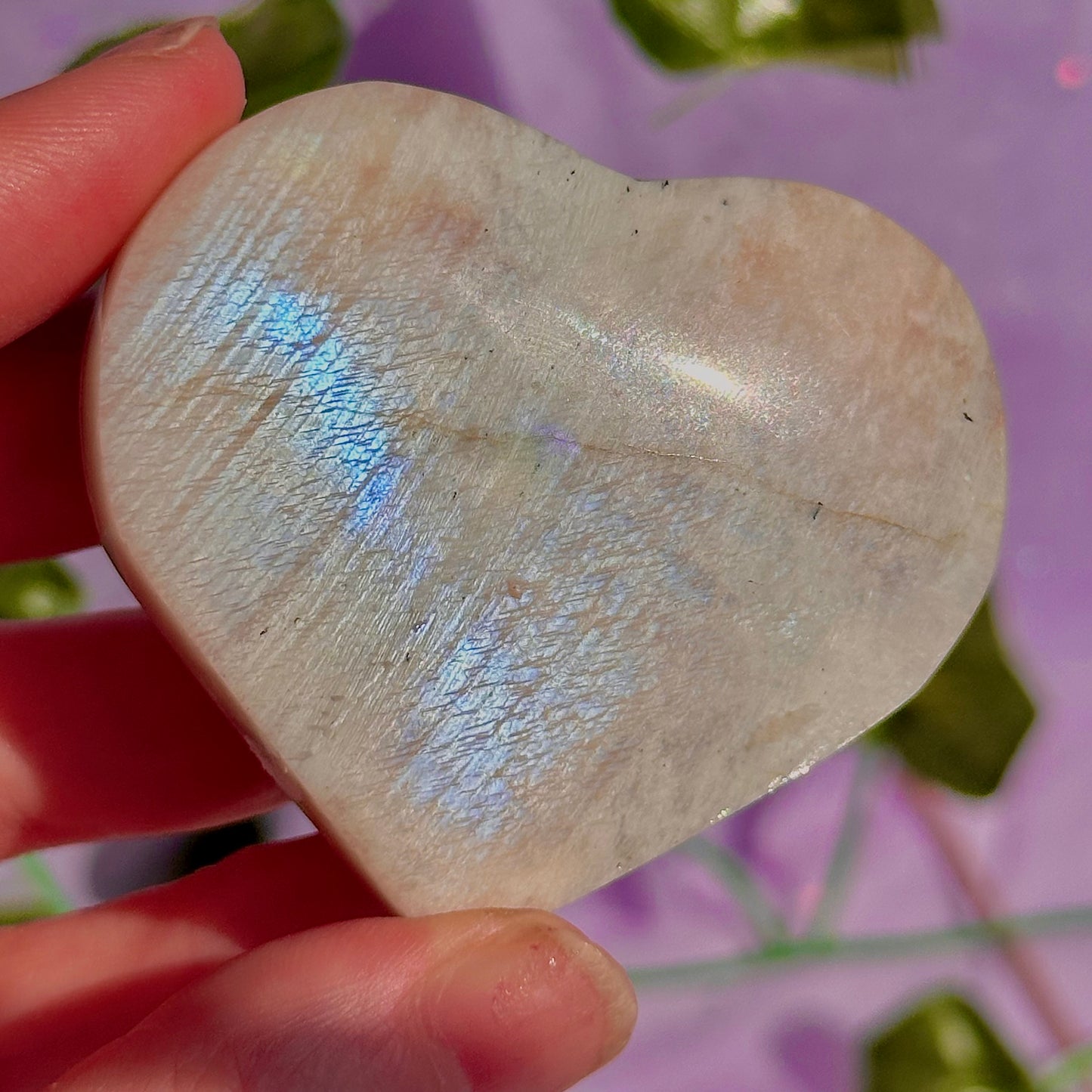belomorite sunstone & moonstone heart carvings ~ intuitively chosen