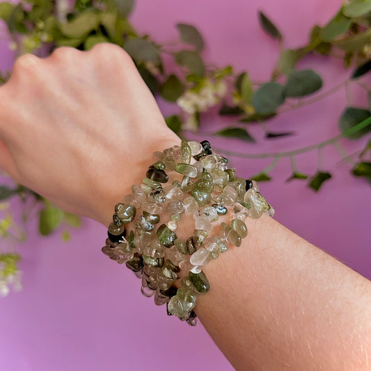 green rutile chip bracelets