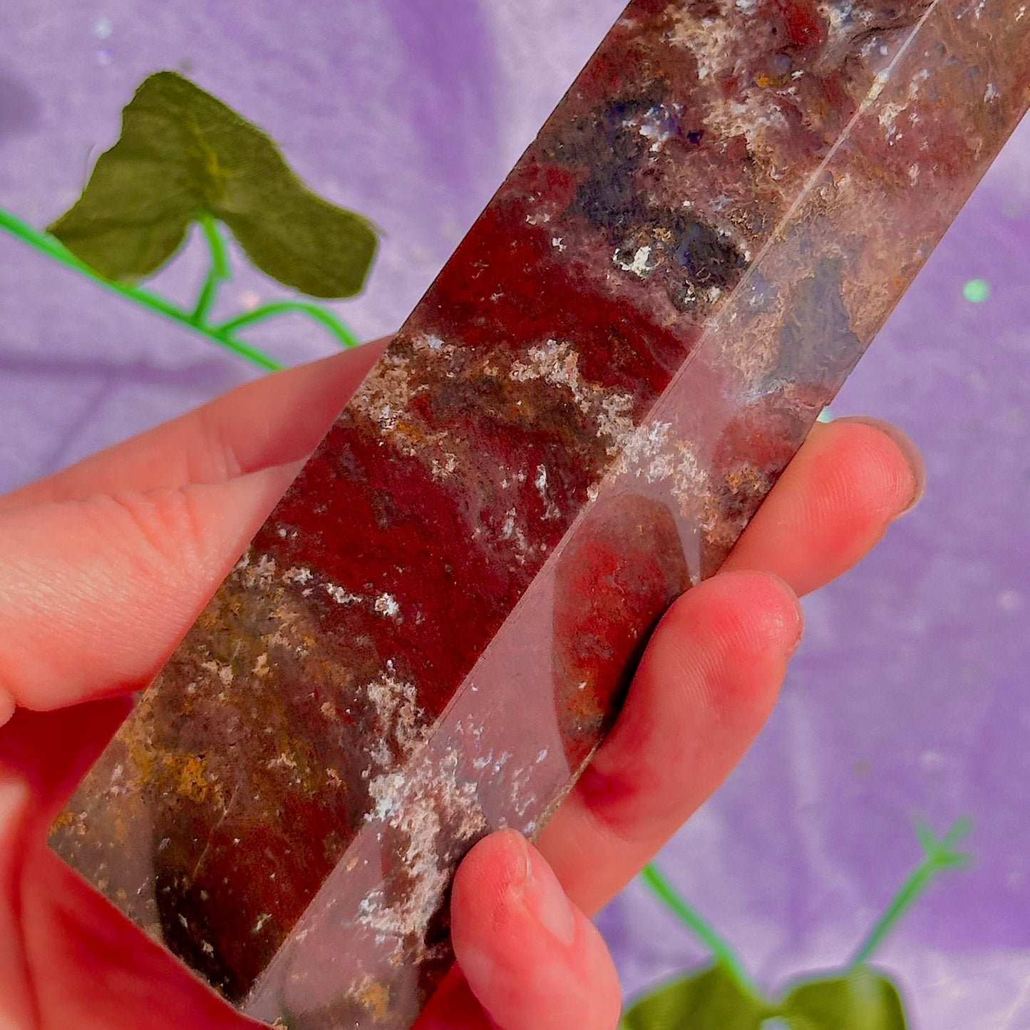 red moss agate tower