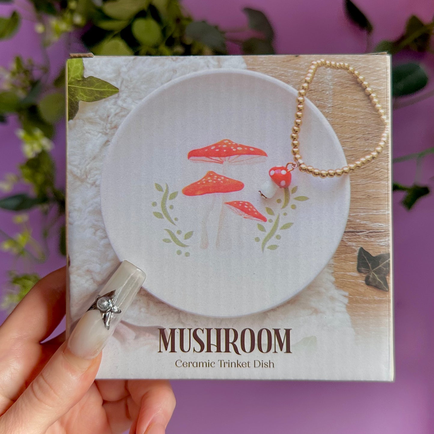 toadstool mushroom ceramic trinket dish