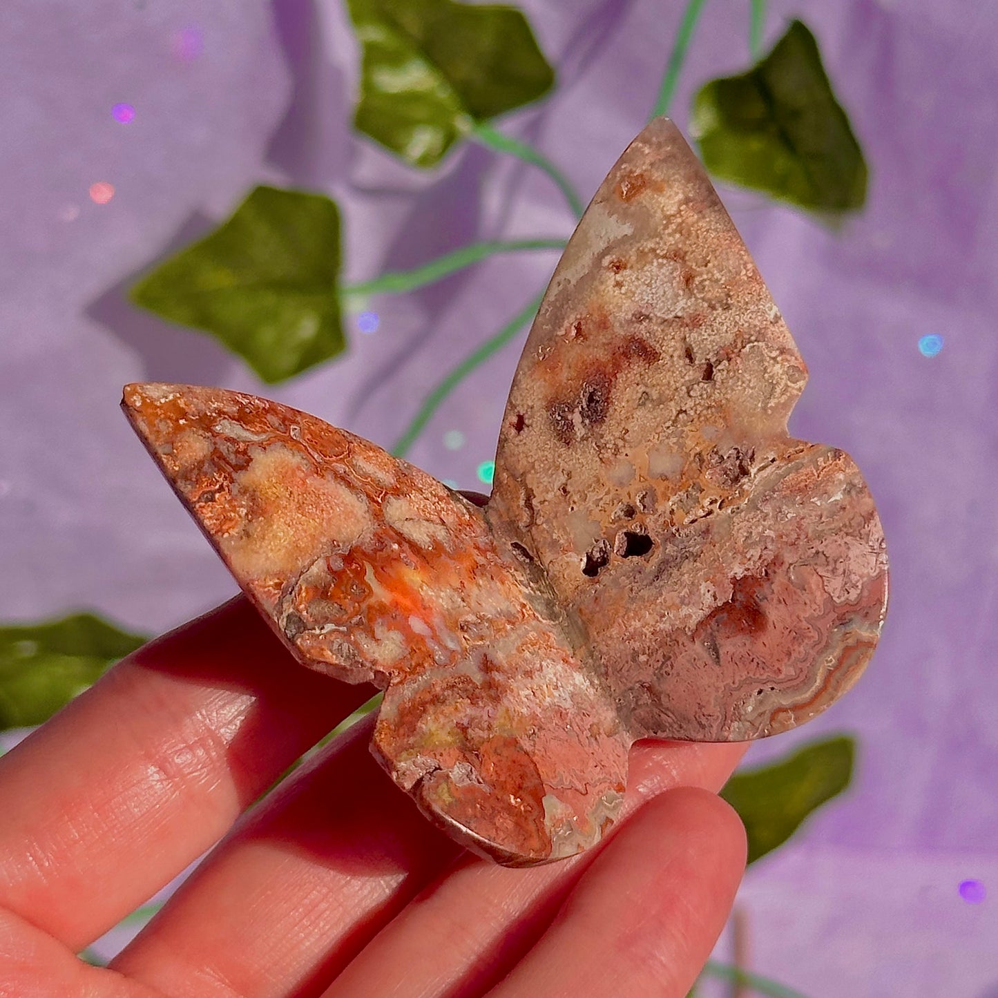 indonesian rare pink lace agate butterflies, self standing ~ choose your own