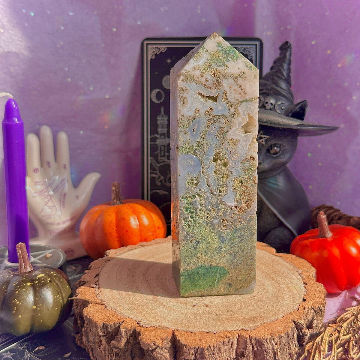 moss agate chunky tower