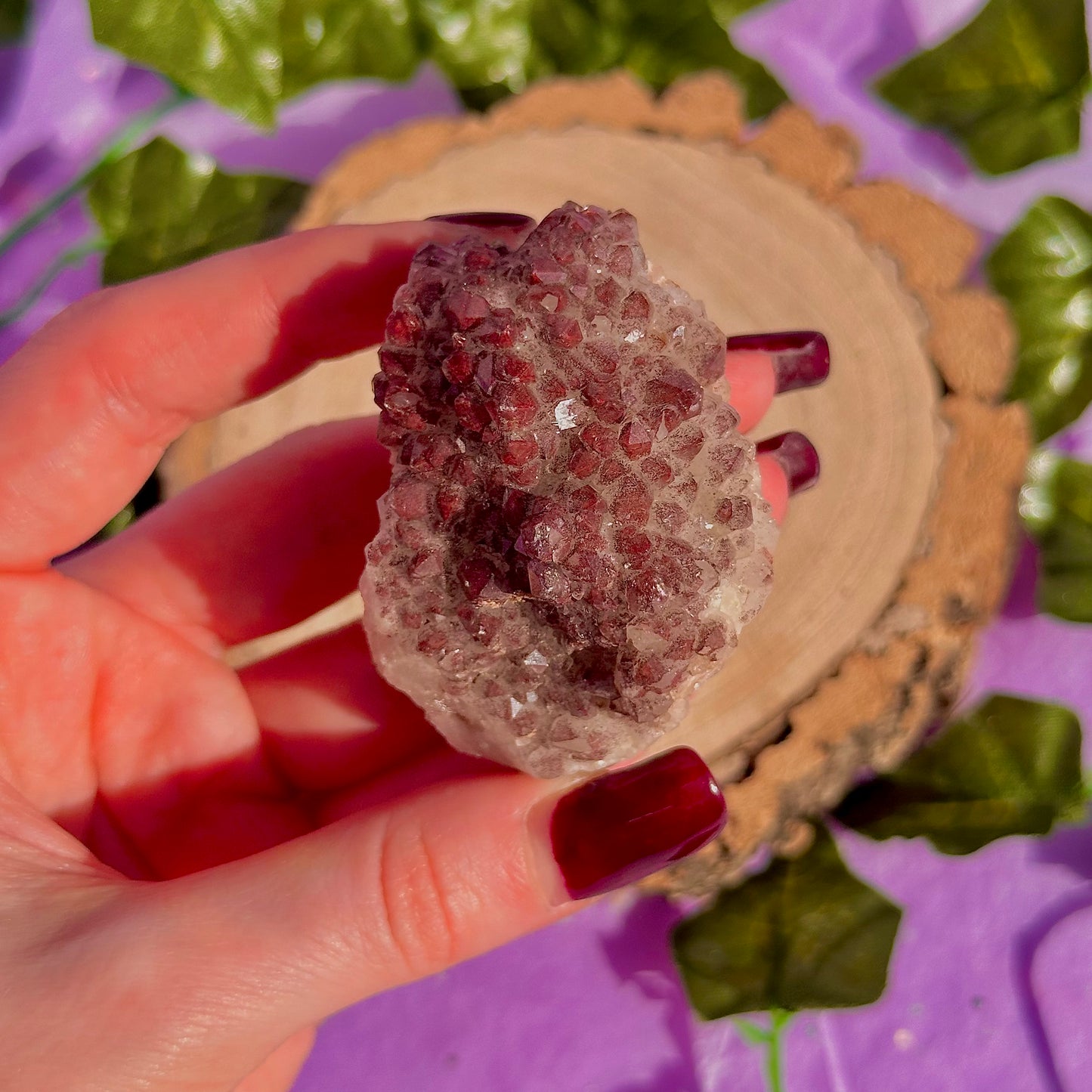red hematoid quartz cluster