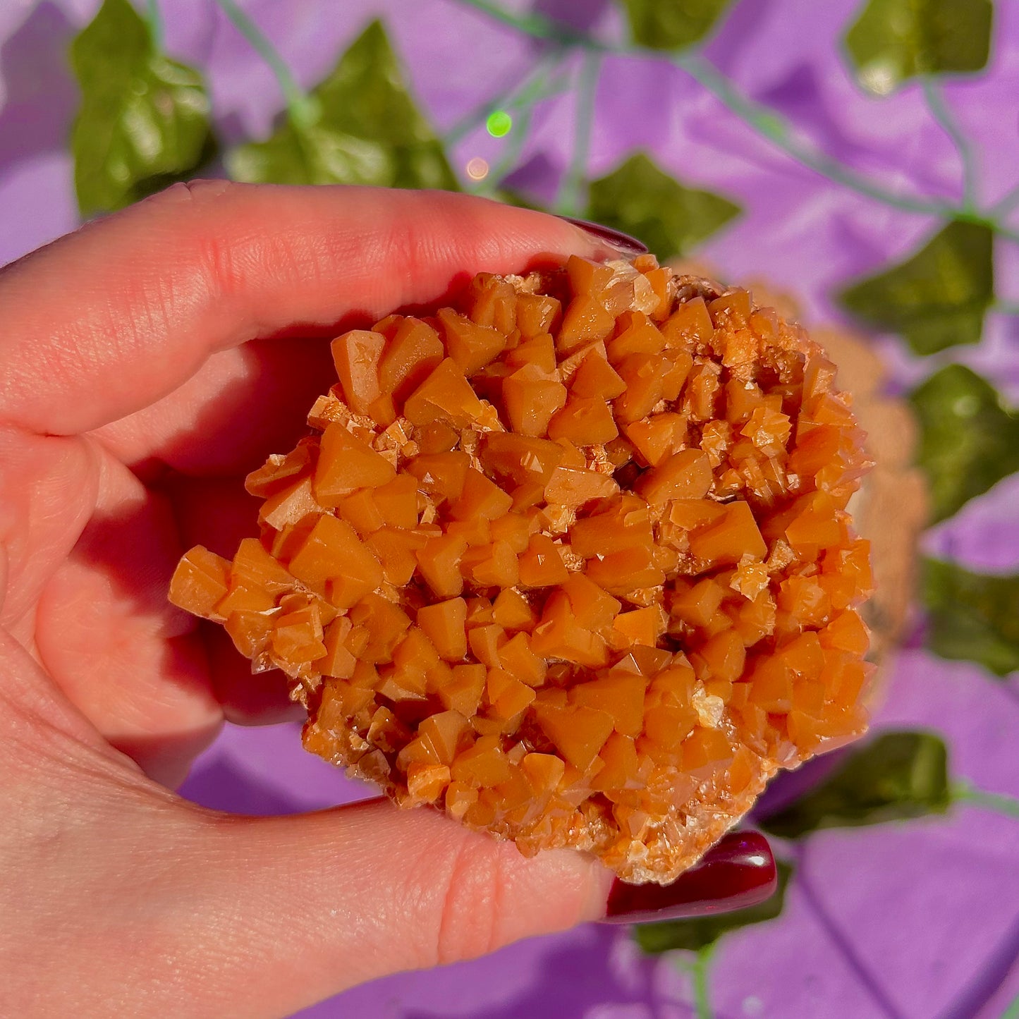 orange calcite cluster specimen C