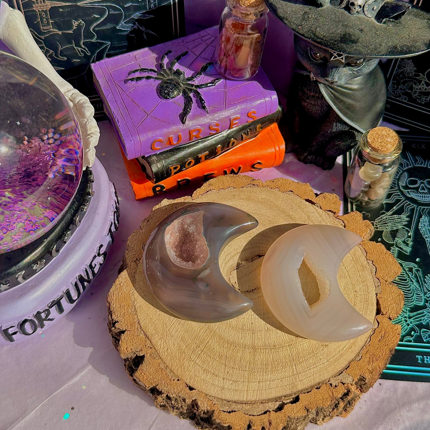druzy agate moon carving ~ choose your own