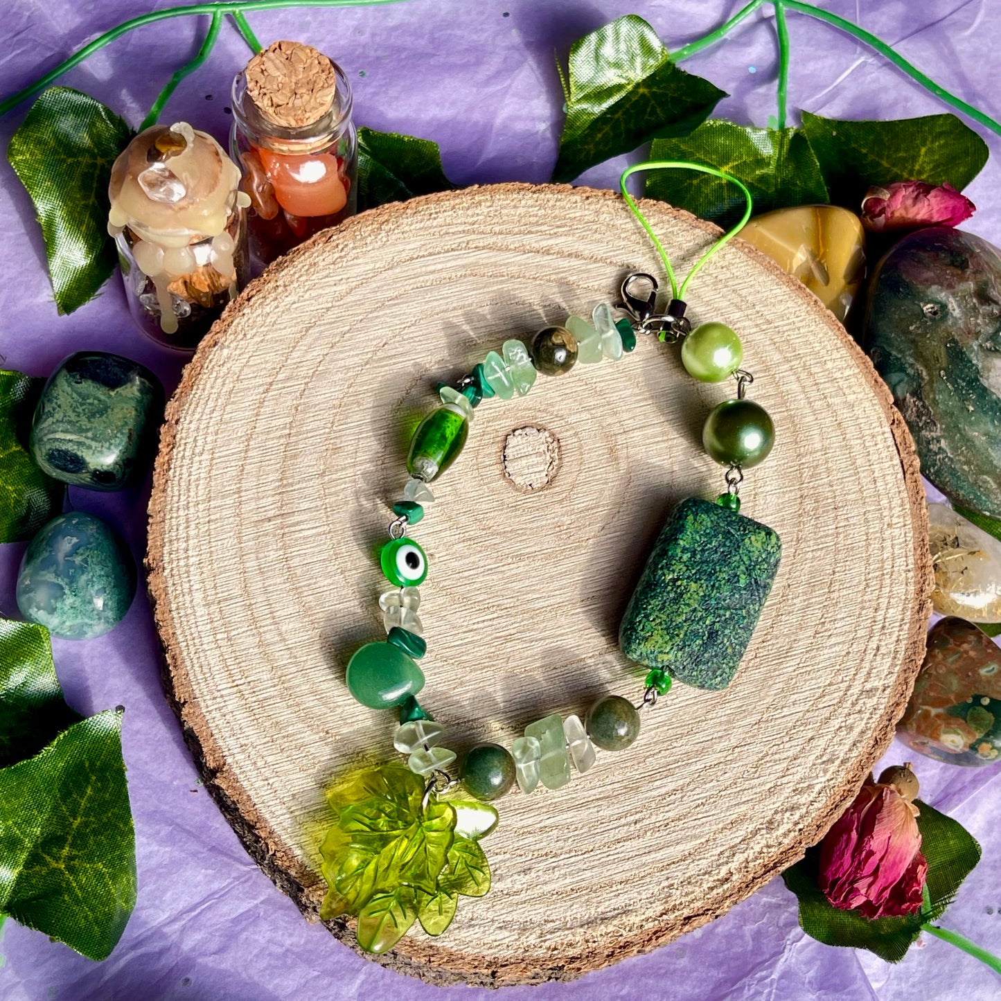 green phone charm