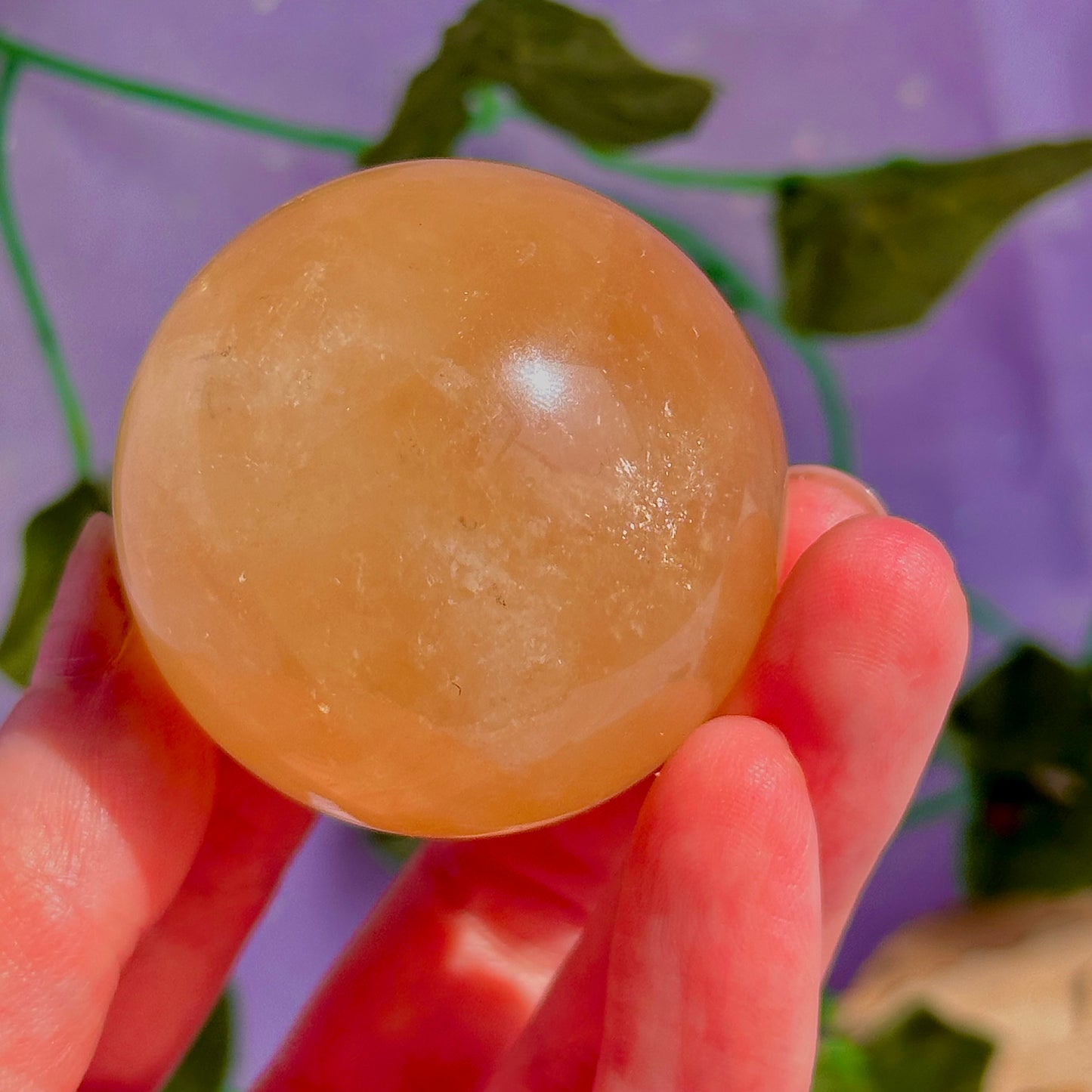 honey calcite sphere