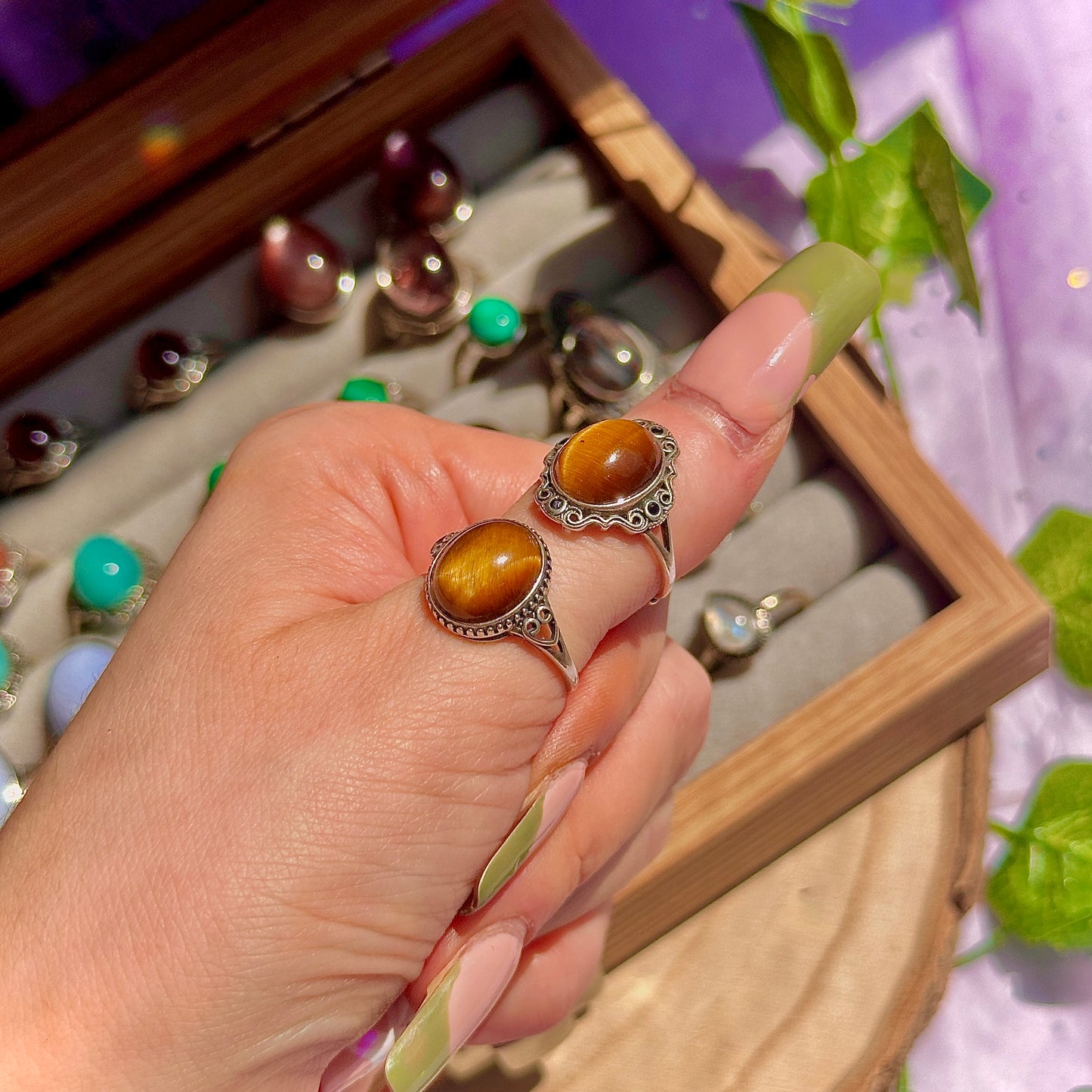 golden tigers eye 925 sterling silver adjustable ring