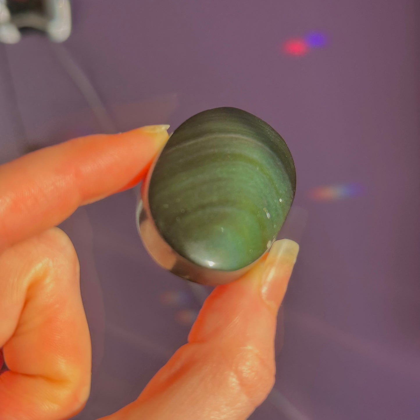 rainbow obsidian palm stone ~ intuitively chosen
