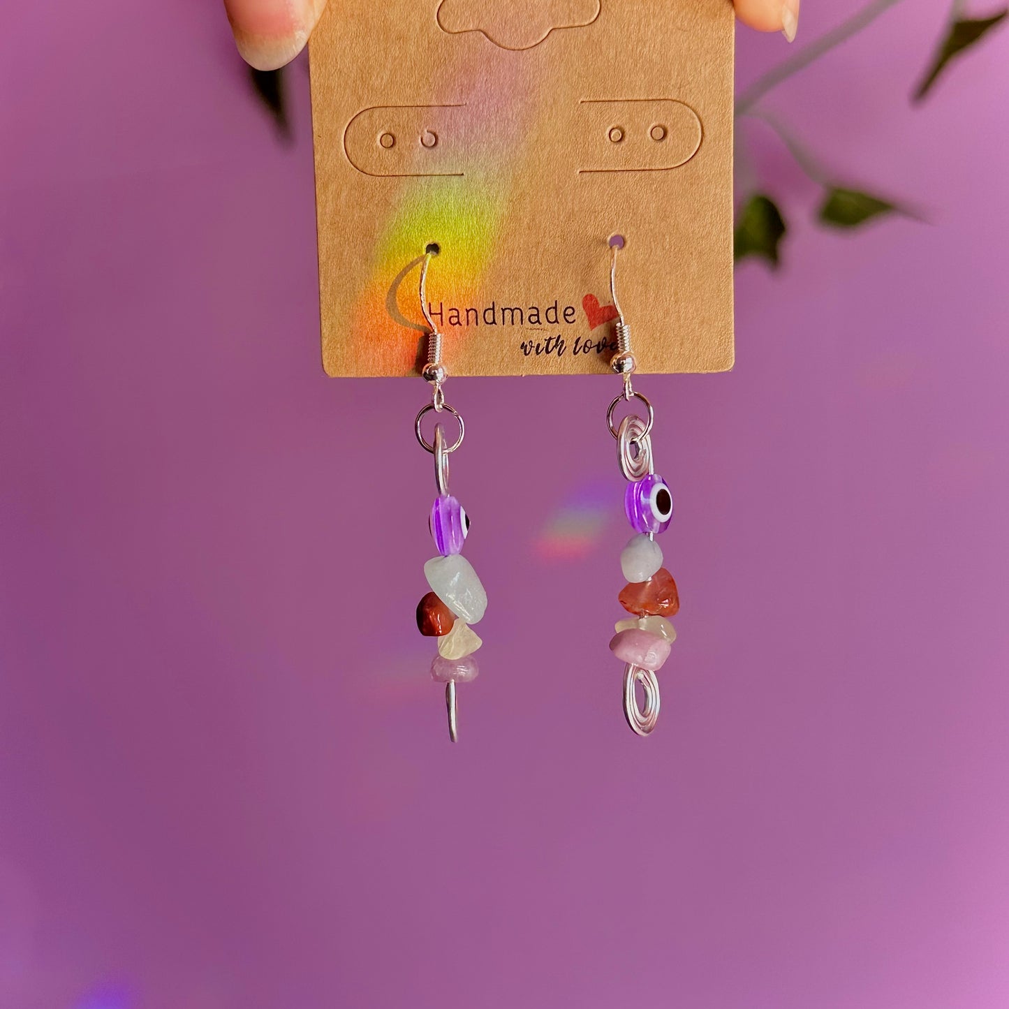 spiral eye earrings on 925 hooks ~ aquamarine, carnelian, jade, lepidolite