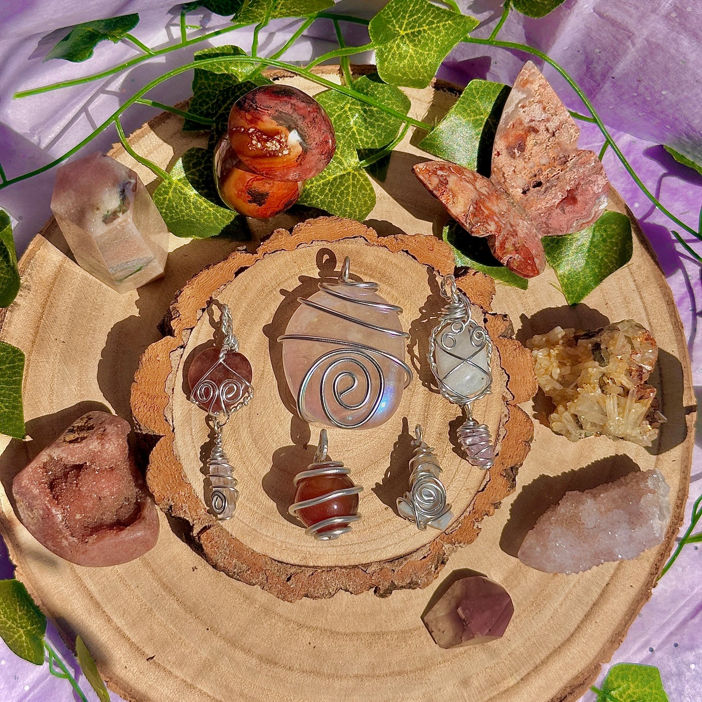 fairy spiral wire wrapped pendants ~ aluminium craft wire
