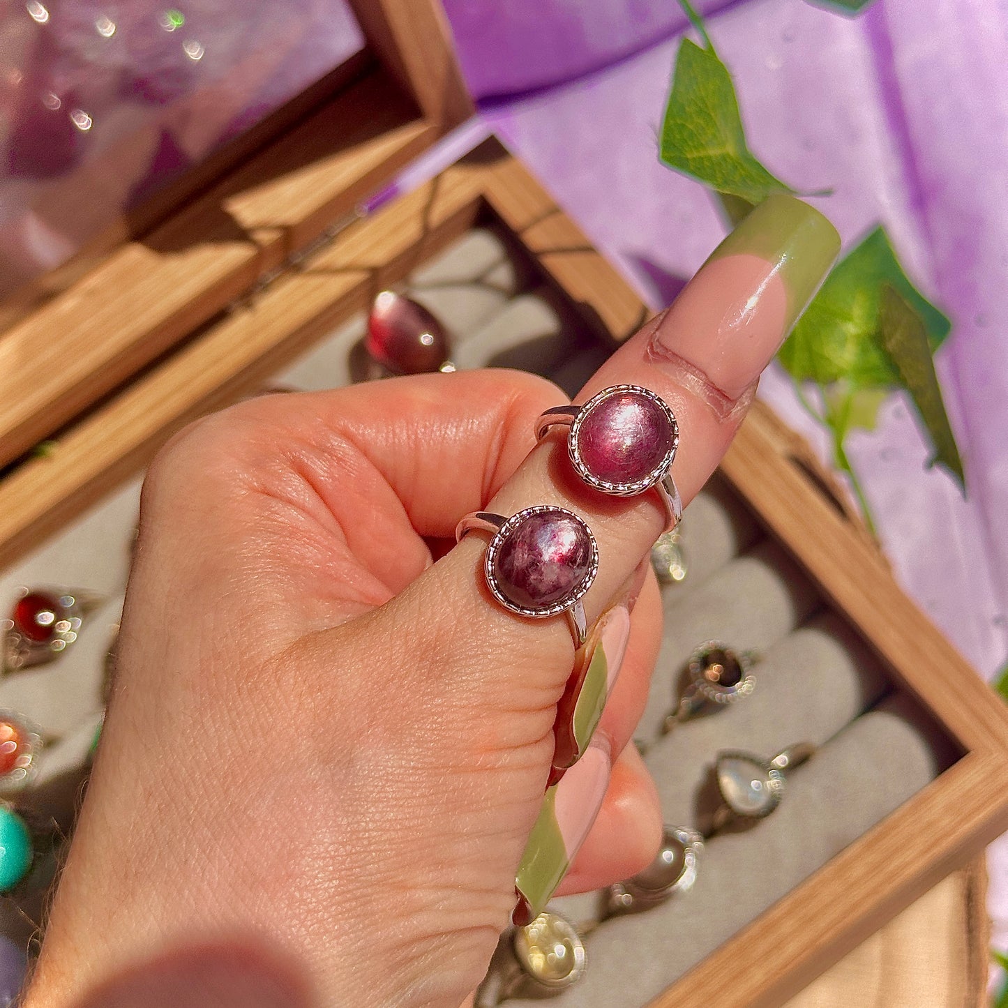 lepidolite 925 sterling silver adjustable ring