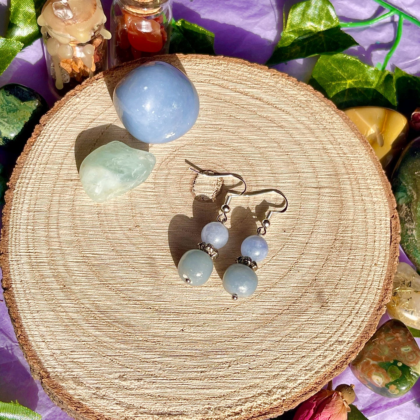aquamarine & angelite earrings on 925 hooks