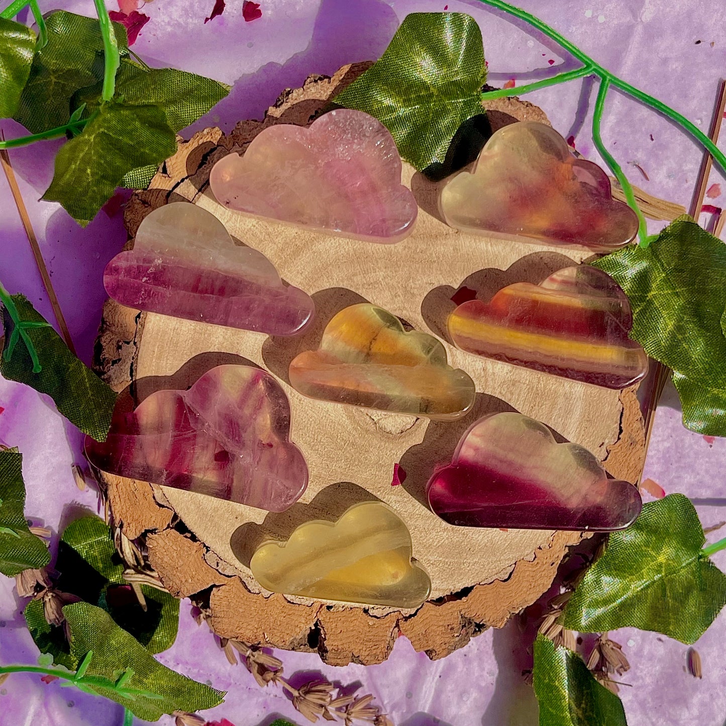 candy rainbow fluorite cloud carvings ~ intuitively chosen