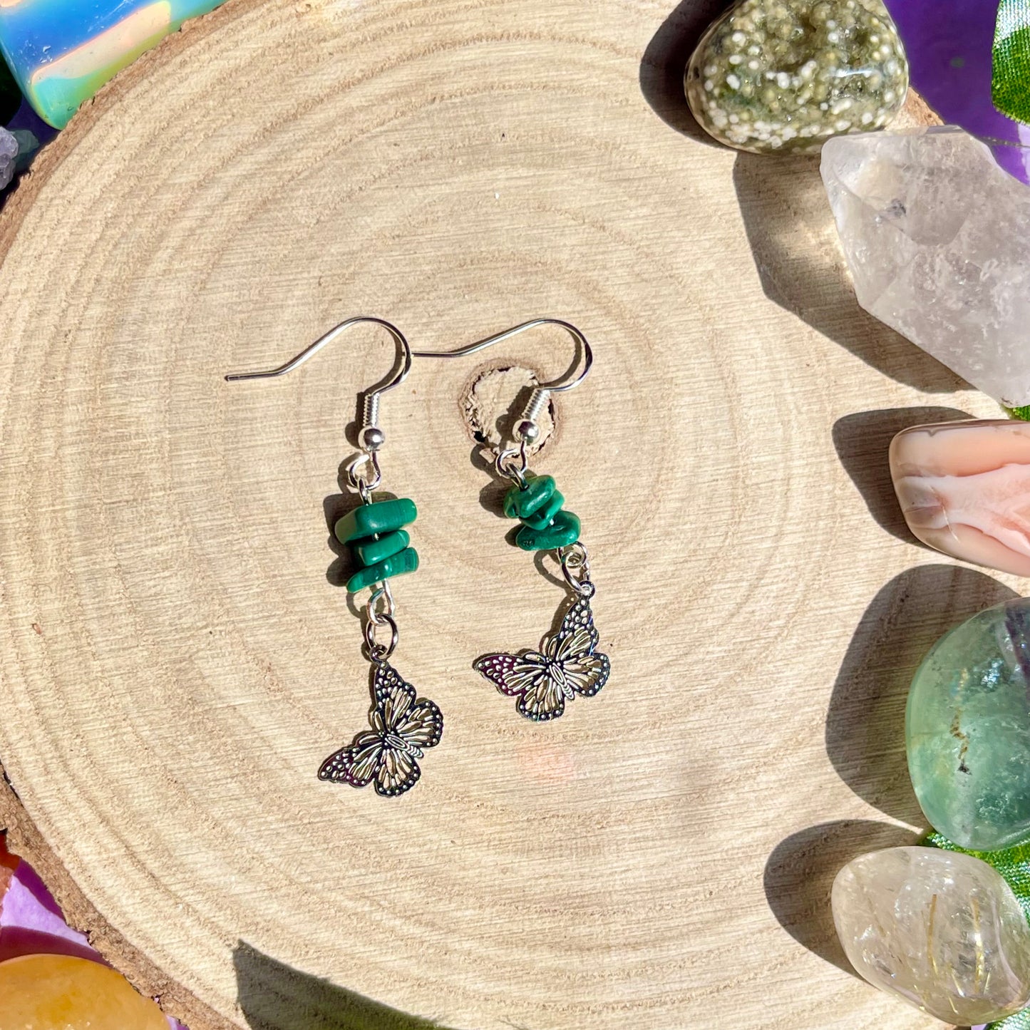 butterflies - malachite on 925 hooks